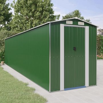 Градинска барака зелена 192x855x223 см поцинкована стомана