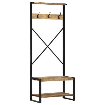vidaXLS Закачалка за дрехи 80x40x190 cm Масивна груба дървесина Манго