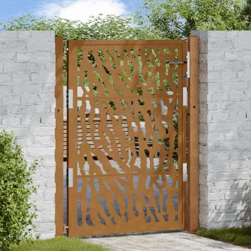 Градинска порта 100x125 см, издръжлива стомана, дизайн с трасета