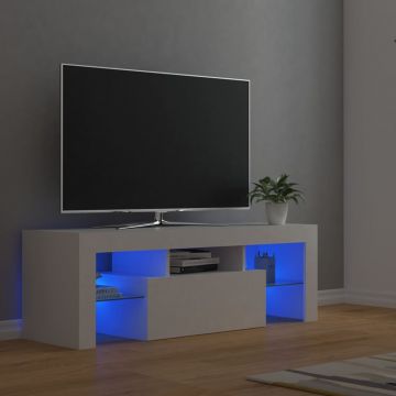 ТВ шкаф с LED осветление Wise, бял, 120x35x40 см