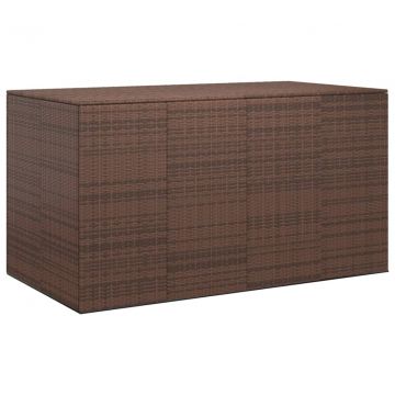 Кутия за градински възглавници PE ратан 194x100x103 см кафява