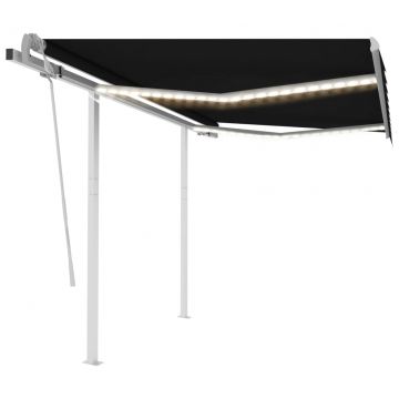 Ръчно прибиращ се сенник с LED Moody, 3x2,5 м, антрацит