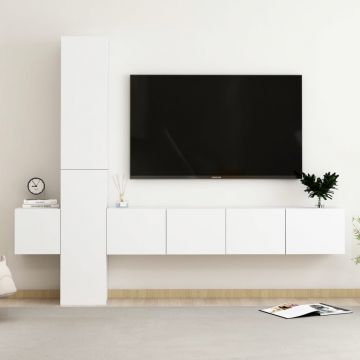 Комплект ТВ шкафове от 5 части Sharp, бял, инженерно дърво
