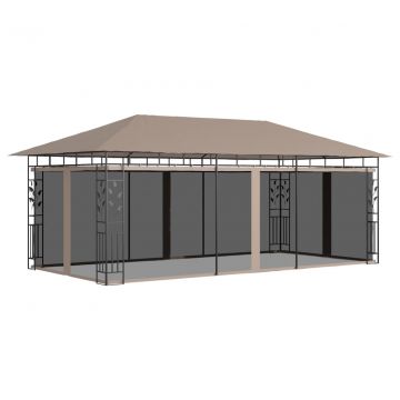 Шатра с мрежа против комари, 6x3x2,73 м, таупе, 180 г/м²