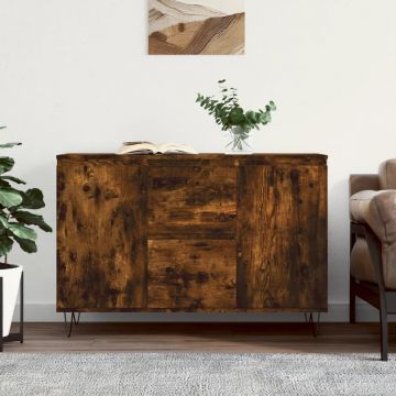 Сайдборд, опушен дъб, 104x35x70 см, инженерно дърво