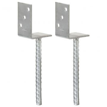 Анкери за ограда 6 бр сребристи 8x6x30 см поцинкована стомана Madelyn