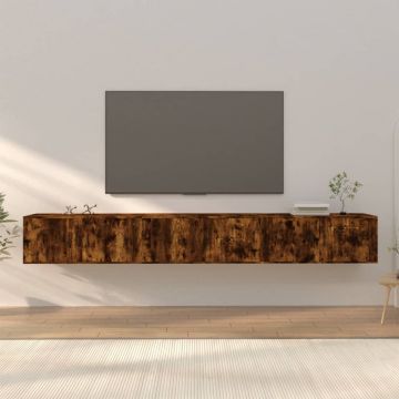 ТВ шкафове със стенен монтаж, 3 бр, опушен дъб, 100x34,5x40 см