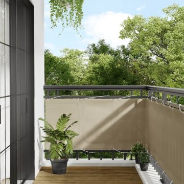 Балконски параван бежов 75x700 см 100% полиестер оксфорд