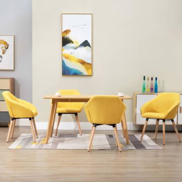 Трапезни столове Oneill, 4 бр, жълти, плат