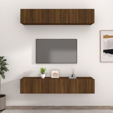 ТB шкафове, 4 бр, кафяв дъб, 80x30x30 см, инженерно дърво