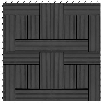 11 бр декинг плочки Garrison Rosario, WPC, 30x30 см, 1 кв.м., черни