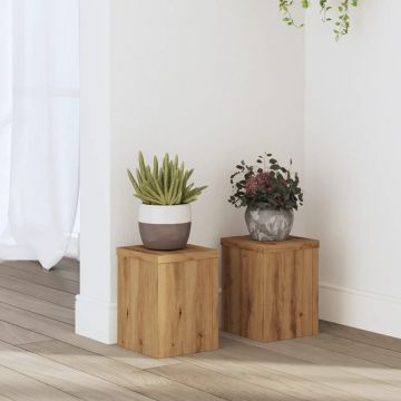 Стойки за растения 2 бр дъб артизан 15x15x20 см инженерно дърво