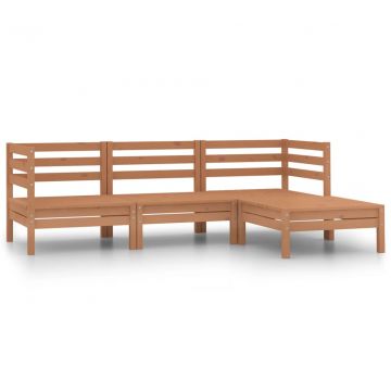Градински лаундж комплект Kinney, 4 части, бор масив, меденокафяв