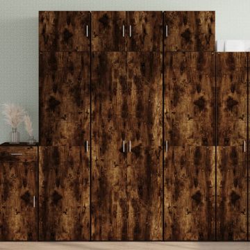 Шкаф за съхранение, опушен дъб, 70x42,5x225 см, инженерно дърво