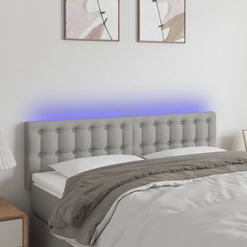 LED горна табла за легло, светлосива, 144x5x78/88 см, плат