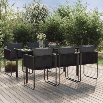 Градински трапезен комплект Alford, 7 части, черен