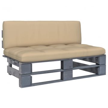 Градински среден диван от палети, бор, сива импрегнация