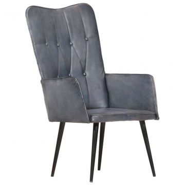 Wingback стол Robbins, сив, естествена кожа