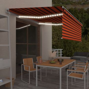 Автоматична тента с щора LED и сензор за вятър 4x3 м оранжева Johnston