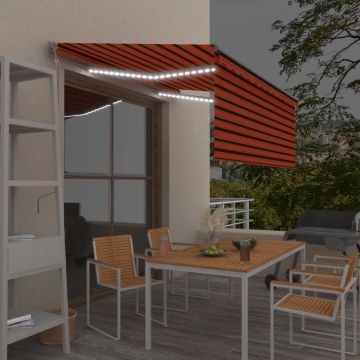 Автоматичен сенник с щора и LED сензор за вятър 3x2 Ryan,5 м оранжев