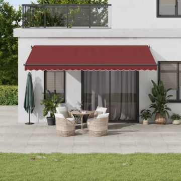 Автоматично прибираща се тента, бордо, 500x300 см