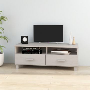 ТВ шкаф HAMAR, бял, 106x40x40 см, борово дърво масив