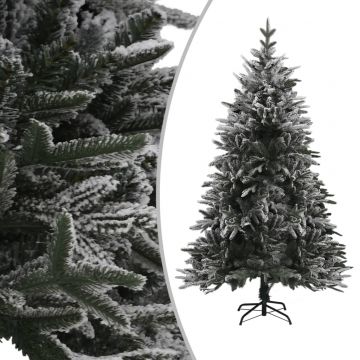 Изкуствена коледна елха със сняг, зелена, 120 см, PVC и PE