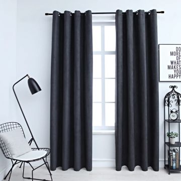 Затъмняващи завеси с метални халки Hook, 2 бр, антрацит, 140x245 см