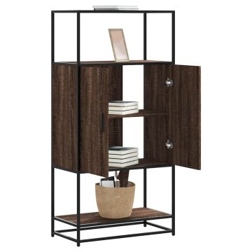 Висока етажерка Кафяв дъб 68x35x139 cm Обработено дърво и метал