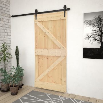 Плъзгаща врата с монтажни части Hettie, 90x210 см, борово дърво масив