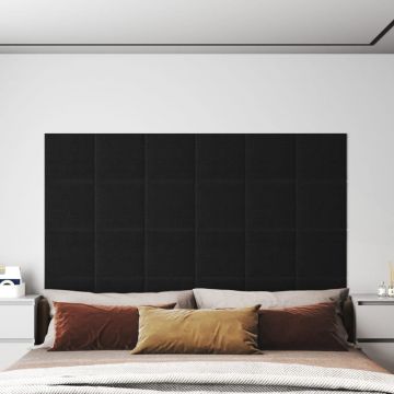 Стенни панели Luis, 12 бр, черни, 30x30 см, плат, 1,08 м²