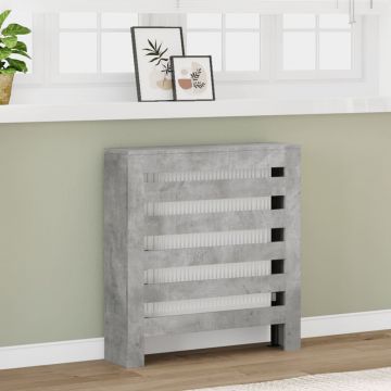 Капак за радиатор, бетонно сив, 78x20x82 см, инженерно дърво