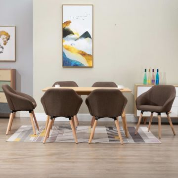 Трапезни столове Kerrie, 6 бр, кафяви, плат