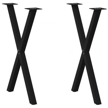 Крака за маса за хранене с форма на X 2 бр. черни 57x(72-73) cm