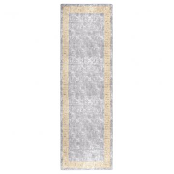 Килим, миещ се, сив, 80x300 см, противоплъзгащ