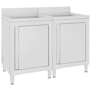 Търговски кухненски шкафове за мивки 2 бр неръждаема стомана