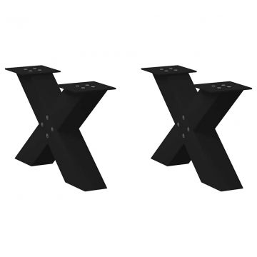 Крака за масичка за кафе с форма на X 2 бр. черни 60x(30-31) cm