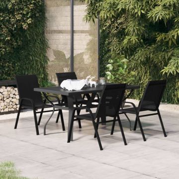 Градински трапезен комплект Alford, 5 части, черен