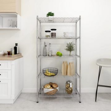 5-етажен стелаж за съхранение 90x35x180 см хром 250 кг