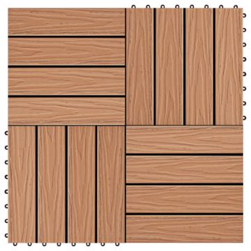 WPC декинг плочки релефни 11 бр 30x30 см 1 кв.м. тик