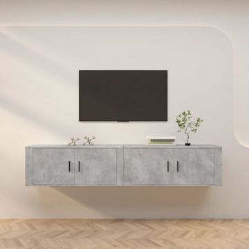 ТВ шкафове за стенен монтаж, 2 бр, бетонно сиви, 100x34,5x40 см