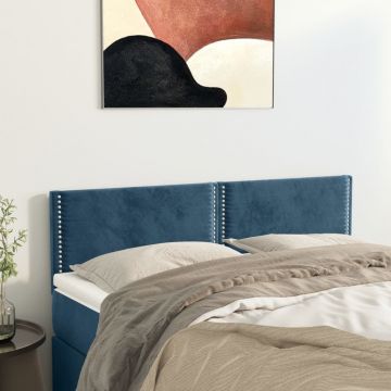 Горни табли за легло Ellis, 2 бр, тъмносини, 72x5x78/88 см, кадифе