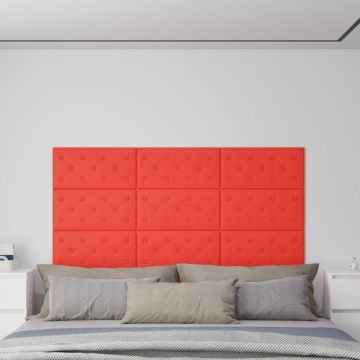Стенни панели 12 бр червени 60x30 см изкуствена кожа 2 Patrick,16 м²