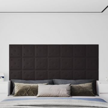 Стенни панели Zayn, 12 бр, черни, 30x30 см, изкуствена кожа, 1,08 м²