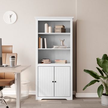 Етажерка за книги BODO бяла 82x40x173 см бор масив