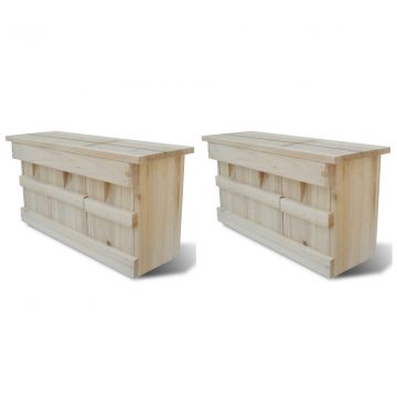 Къщички за врабчета 2 бр дърво 44x15,5x21,5 см