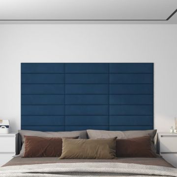 v Стенни панели Sullivan, 12 бр, сини, 60x15 см, плат, 1,08 м²