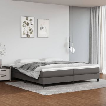 Pамка за легло сива 200x200 см изкуствена кожа