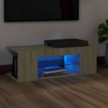 ТВ шкаф с LED осветление, дъб сонома, 90x39x30 см