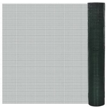 Кокошкарска мрежа Rishi, поцинкована с PVC покритие, 25x1 м, зелена